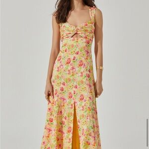 ASTR the Label Yellow Pink Sundress Maxi Dress